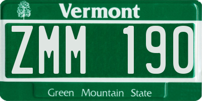 VT license plate ZMM190