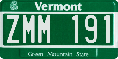 VT license plate ZMM191