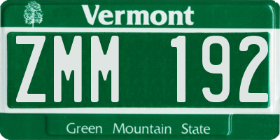 VT license plate ZMM192
