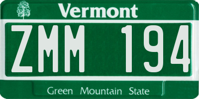 VT license plate ZMM194