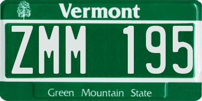 VT license plate ZMM195