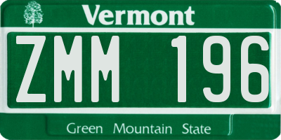 VT license plate ZMM196