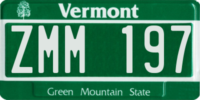 VT license plate ZMM197