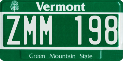 VT license plate ZMM198
