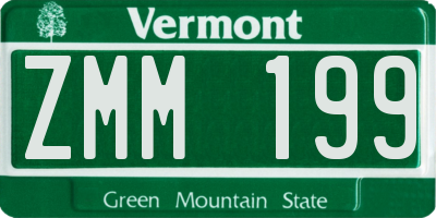 VT license plate ZMM199