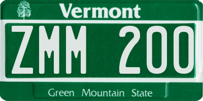 VT license plate ZMM200