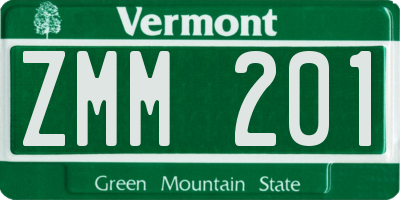 VT license plate ZMM201
