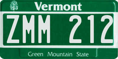 VT license plate ZMM212