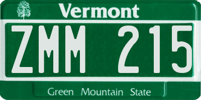VT license plate ZMM215