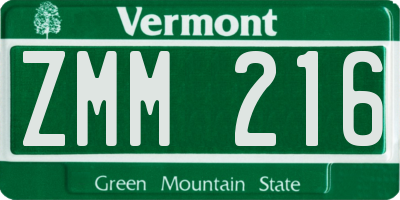 VT license plate ZMM216