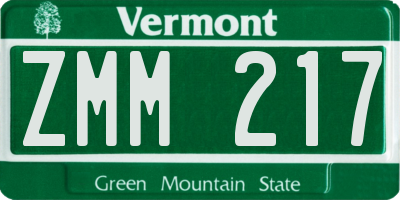 VT license plate ZMM217