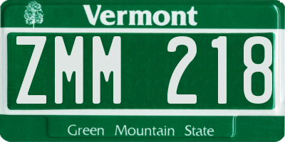 VT license plate ZMM218