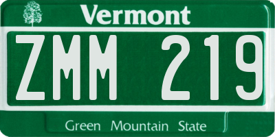 VT license plate ZMM219