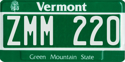 VT license plate ZMM220