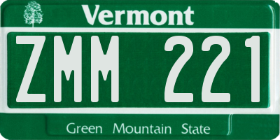 VT license plate ZMM221