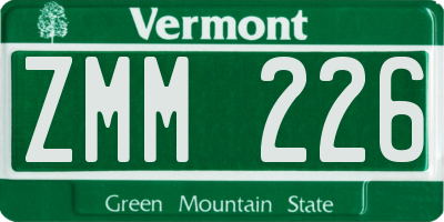 VT license plate ZMM226