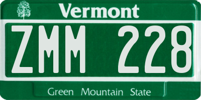 VT license plate ZMM228
