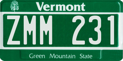 VT license plate ZMM231