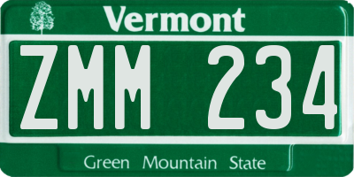 VT license plate ZMM234