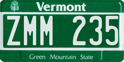 VT license plate ZMM235