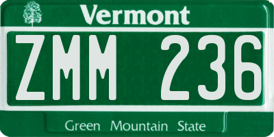 VT license plate ZMM236