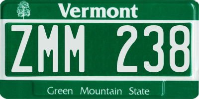 VT license plate ZMM238