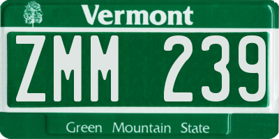 VT license plate ZMM239