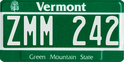 VT license plate ZMM242