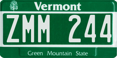 VT license plate ZMM244