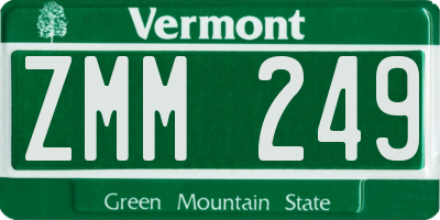 VT license plate ZMM249