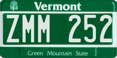 VT license plate ZMM252