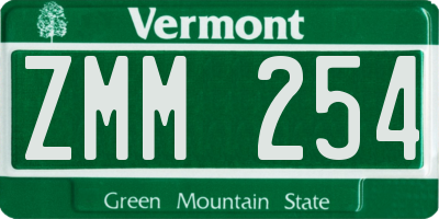 VT license plate ZMM254