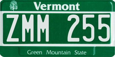 VT license plate ZMM255