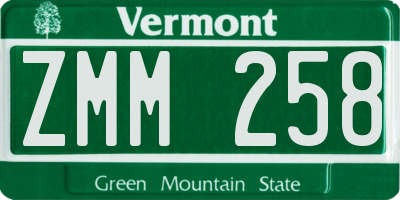 VT license plate ZMM258