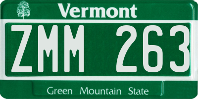 VT license plate ZMM263
