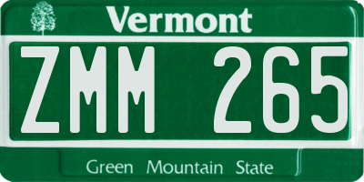 VT license plate ZMM265