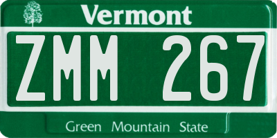 VT license plate ZMM267