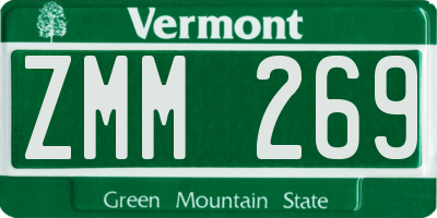 VT license plate ZMM269