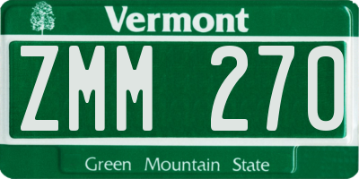 VT license plate ZMM270