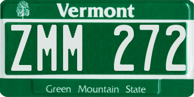 VT license plate ZMM272