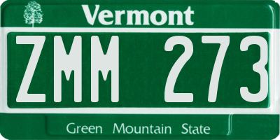 VT license plate ZMM273