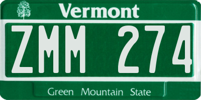 VT license plate ZMM274
