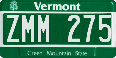 VT license plate ZMM275