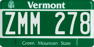 VT license plate ZMM278