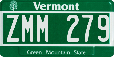 VT license plate ZMM279