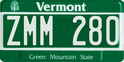 VT license plate ZMM280
