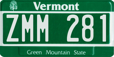 VT license plate ZMM281