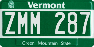 VT license plate ZMM287