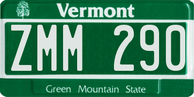 VT license plate ZMM290