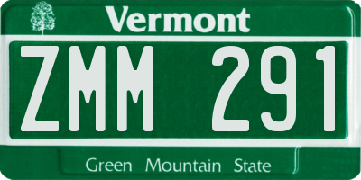 VT license plate ZMM291